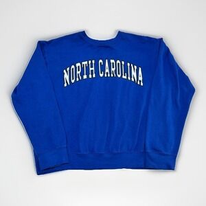 New York Popular Sweatshirt Mens XL Blue Crewneck Fleece North Carolina Emboider